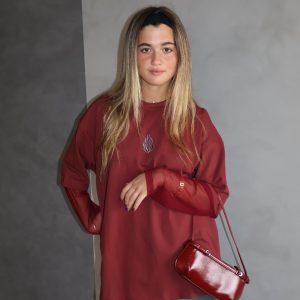 חולצת האש שלי בורדו שרוול רשת